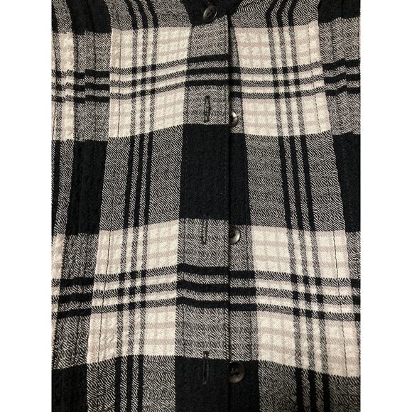 Womens Christopher Banks Long Sleeve Button-up Blouse Soft Plaid Black White PS - Picture 4 of 7